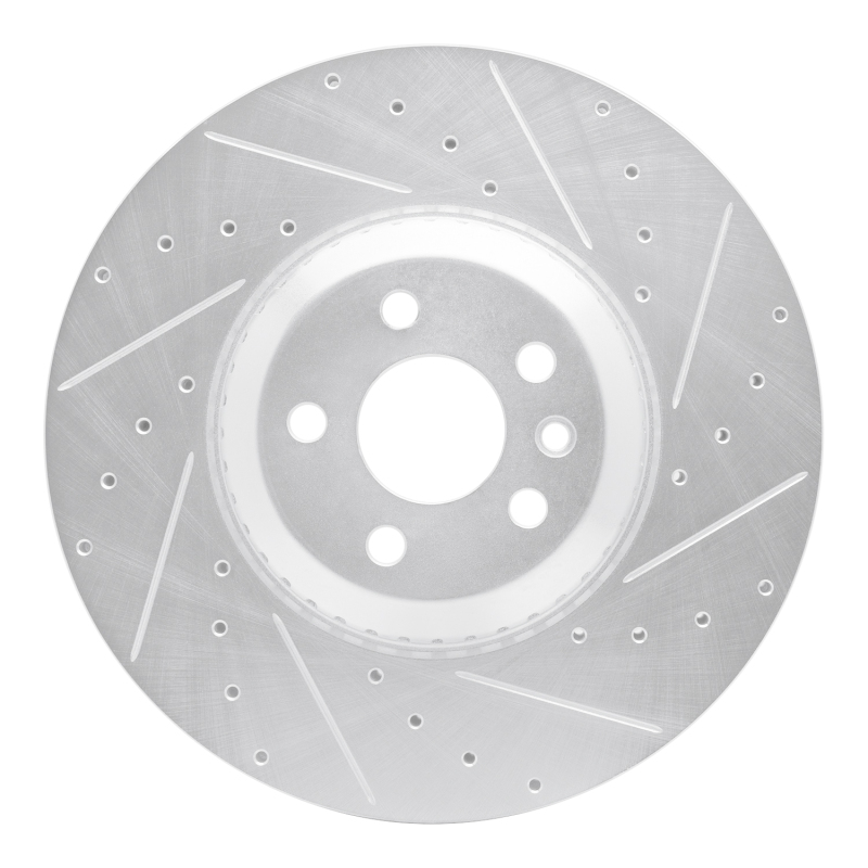 Jaguar E-Pace Brake Rotor (1) - Front Right - R1 Concepts - Drilled & Slotted - Silver - `20-`25